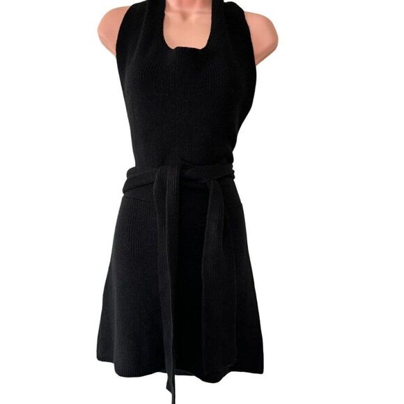Free People Knitted Sweater Dress Adjustable Ties Black Size XS (Oversized) - Picture 4 of 11